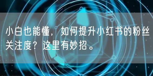 小白也能懂,如何提升小红书的粉丝关注度?这里有妙招。