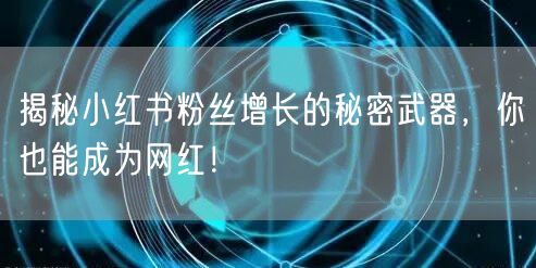 揭秘小红书粉丝增长的秘密武器，你也能成为网红！