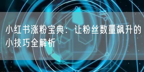 小红书涨粉宝典：让粉丝数量飙升的小技巧全解析
