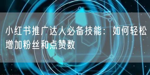 小红书推广达人必备技能：如何轻松增加粉丝和点赞数