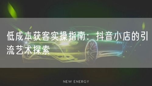 低成本获客实操指南：抖音小店的引流艺术探索